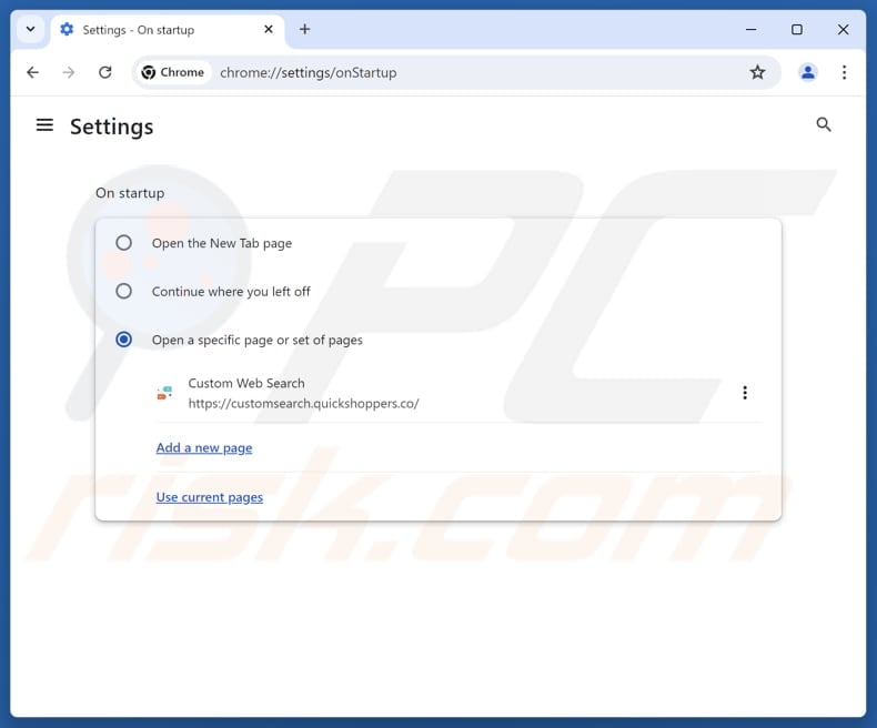 Removing customsearch.quickshoppers.co from Google Chrome homepage