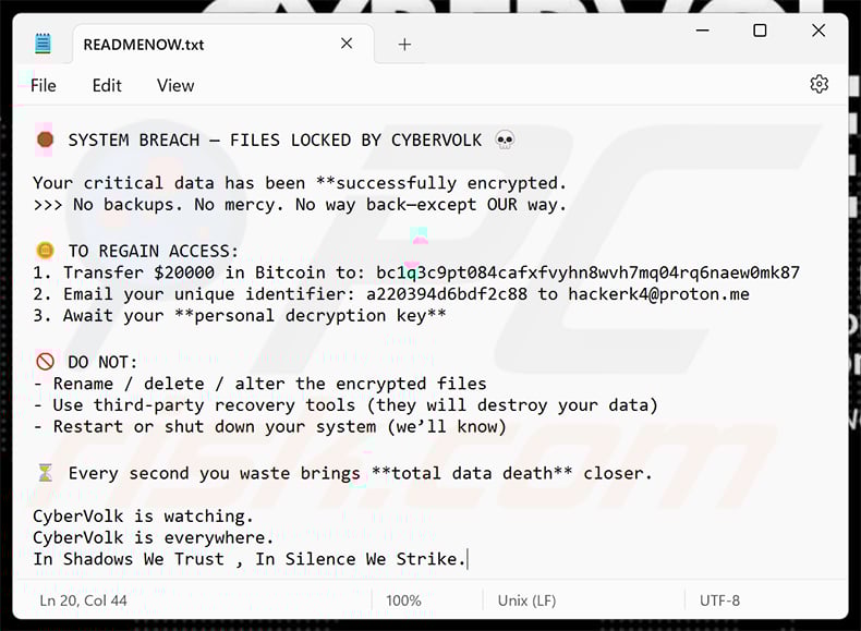 CyberVolk BlackEye ransom note - READMENOW.txt