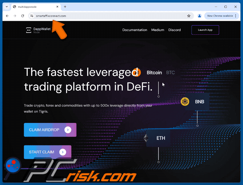Appearance of the fake DappWallet Node Airdrop website (GIF)