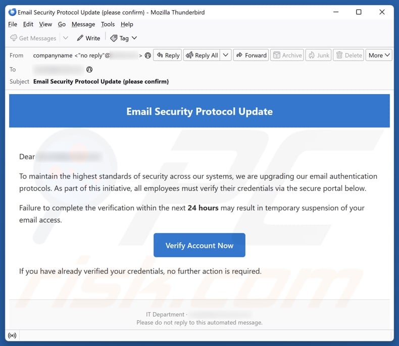Email Security Protocol Update email spam campaign