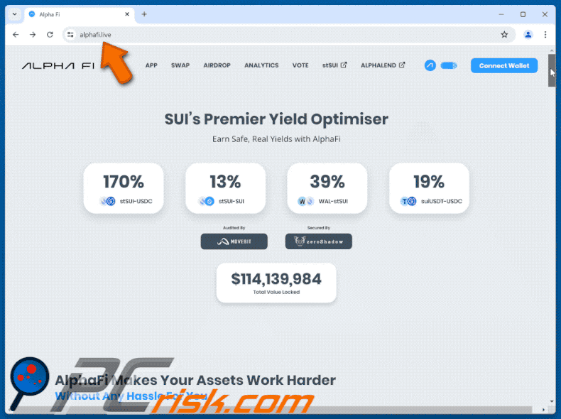 Appearance of fake Alpha Li website scam
