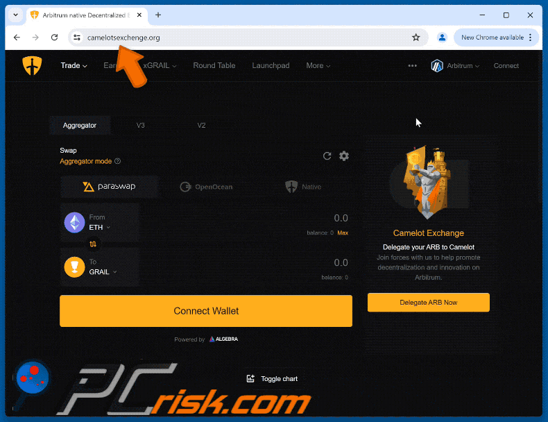 Appearance of Camelot Exchange Website scam
