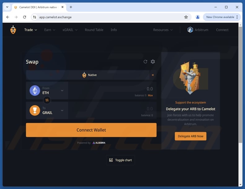 Fake Camelot Exchange Website real website (camelot.exchange)