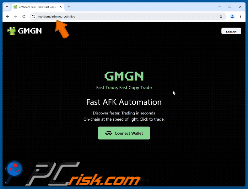 Appearance of the fake GMGN website (GIF)