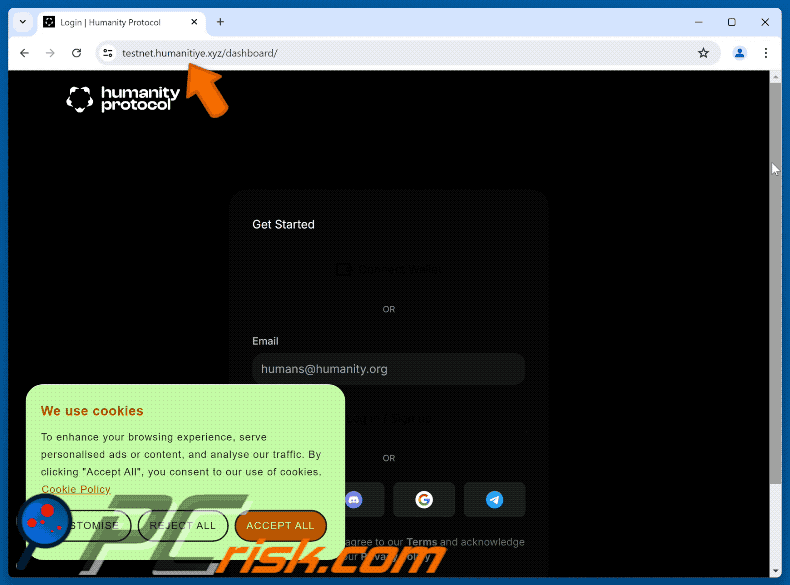 Appearance of the fake Humanity Protocol website (GIF)