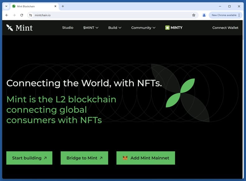 Fake Mint blockchain website scam real website (mintchain.io)