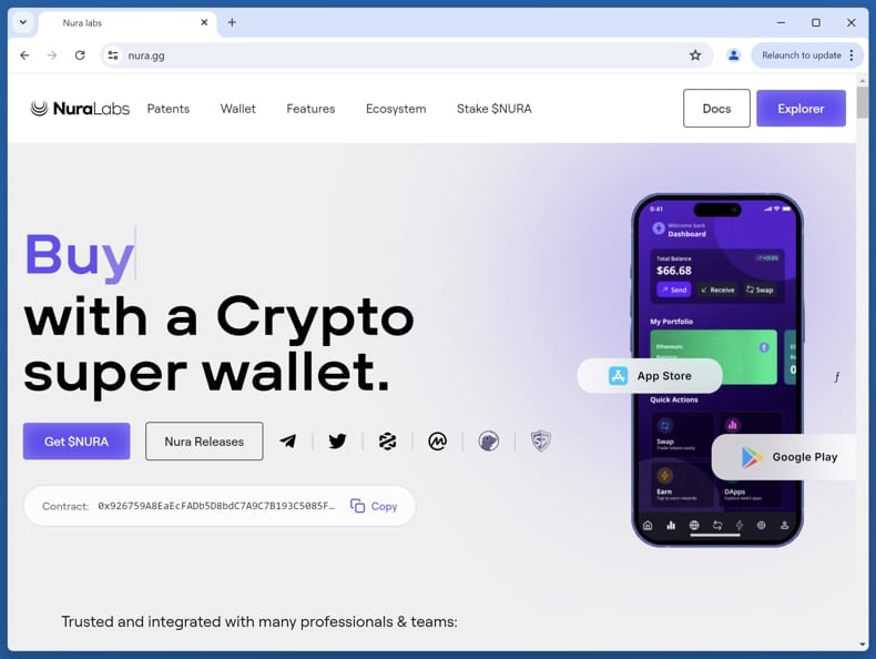 Fake Nura labs website scam real website (nura.gg)