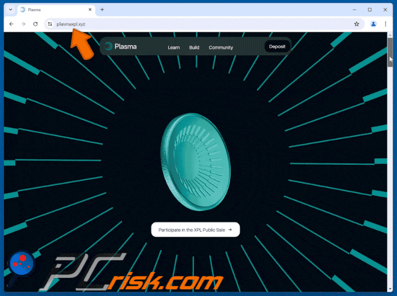 Appearance of fake Plasma (XPL) website scam