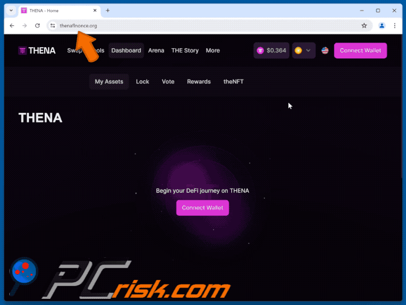 Appearance of the fake THENA website (GIF)