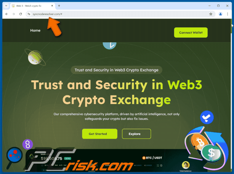 Appearance of the fake Web3 Crypto Exchange Platform website (GIF)