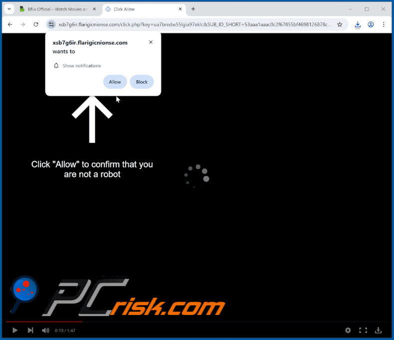 flarigicnionse[.]com website appearance (GIF)