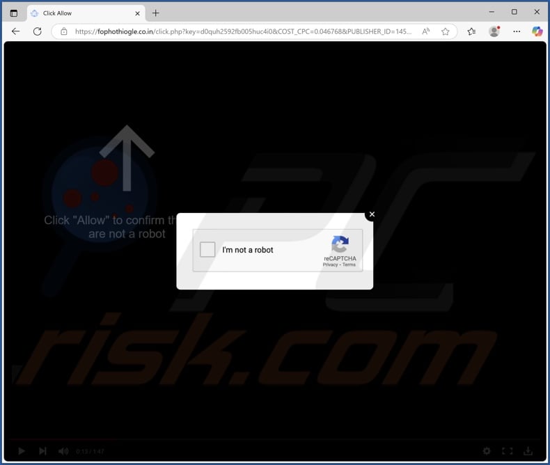 fophothiogle.co[.]in pop-up redirects