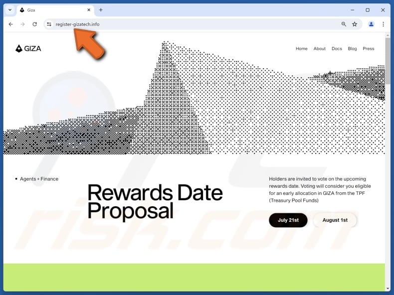Fake Giza Rewards website