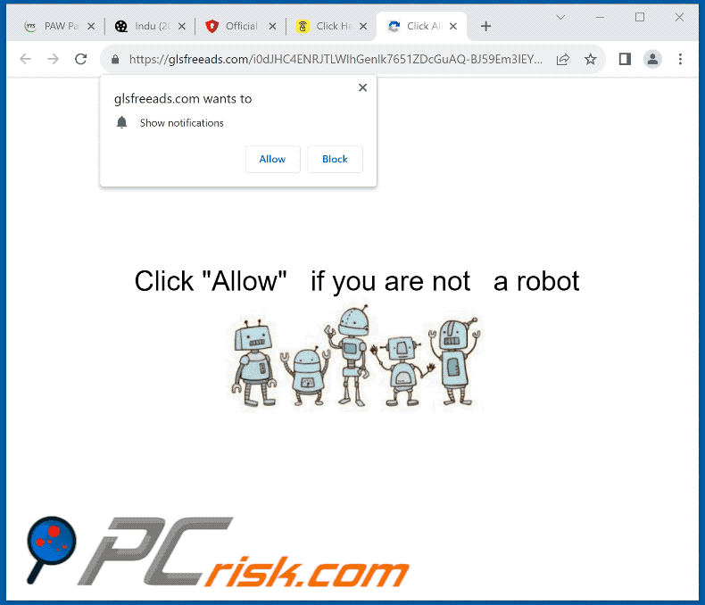 glsfreeads[.]com website appearance (GIF)
