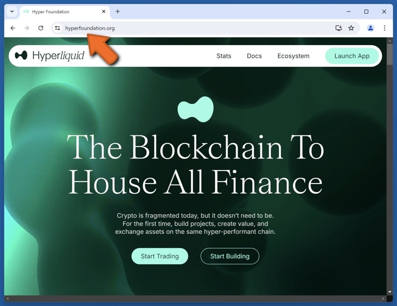 Appearance of the real Hyper Foundation website (hyperfoundation.org)