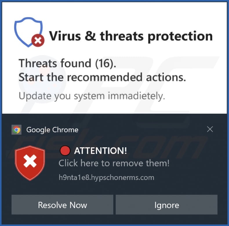 Ad delivered by the hypschonerms[.]com webpage