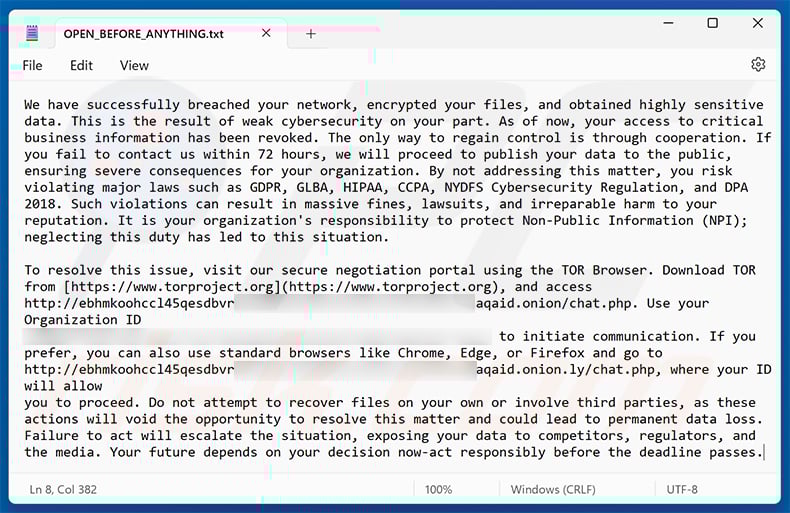 Interlock ransom note (OPEN_BEFORE_ANYTHING.txt)