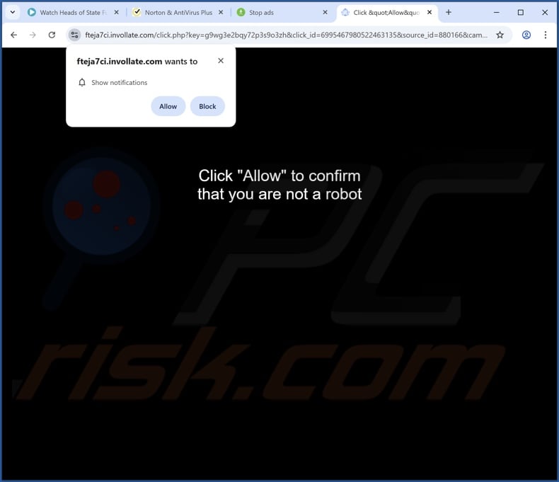 invollate[.]com pop-up redirects