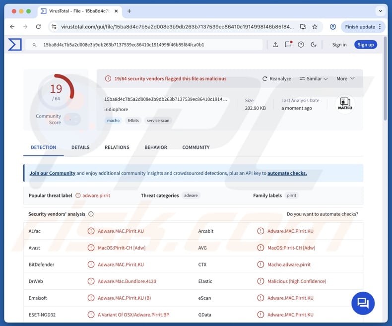 Iridiophore.app adware