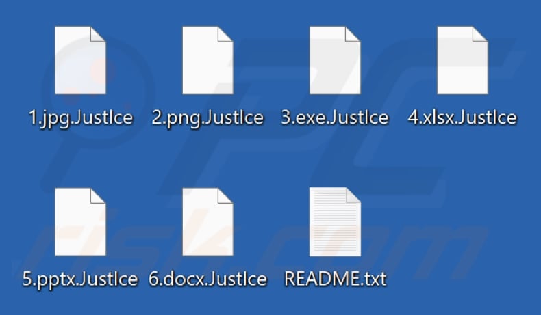 Files encrypted by JustIce ransomware (.JustIce extension)