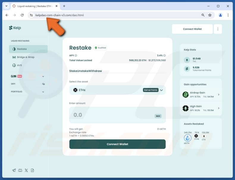 Fake Kelp Staking website