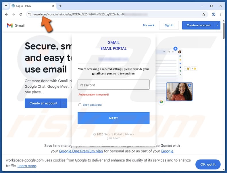 Mail Service 2025 Email Scam phishing page
