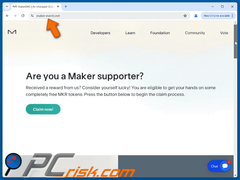 Appearance of MakerDAO Rewards scam