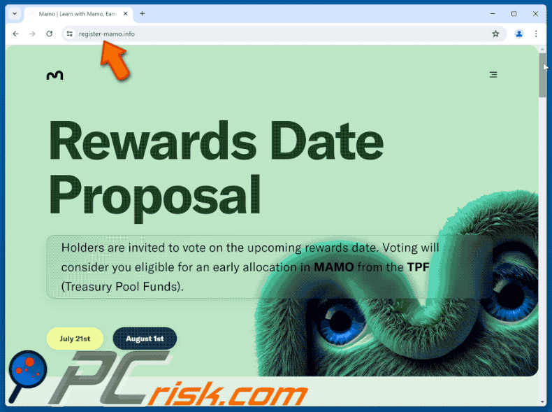 Appearance of Mamo Rewards scam