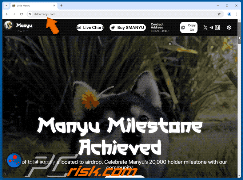 Appearance of Manyu Airdrop scam