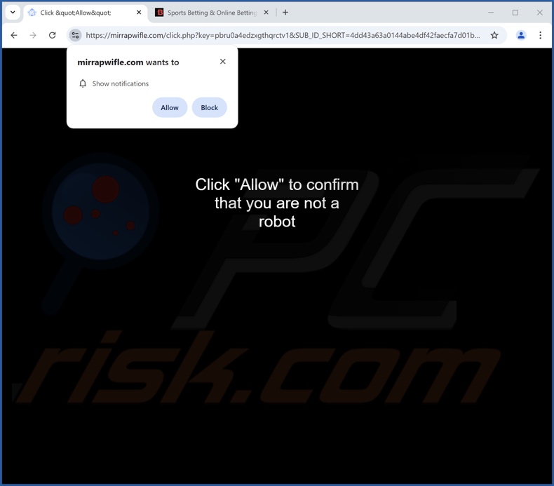 mirrapwifle[.]com pop-up redirects
