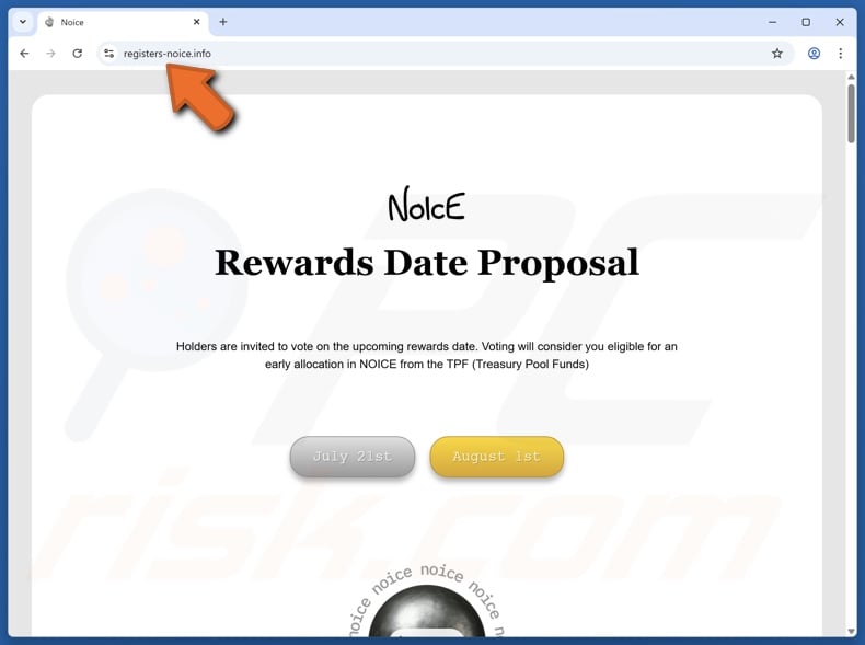 Fake Noice Rewards website