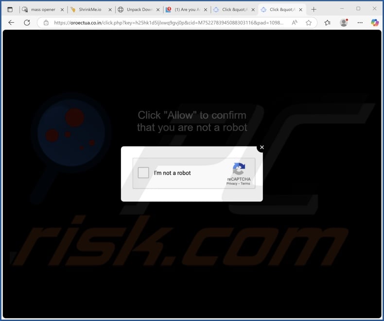 oroectua.co[.]in pop-up redirects