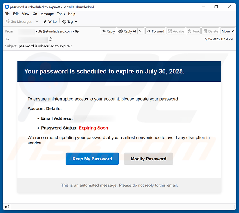 Password Is Scheduled To Expire Email Scam (2025-07-30)