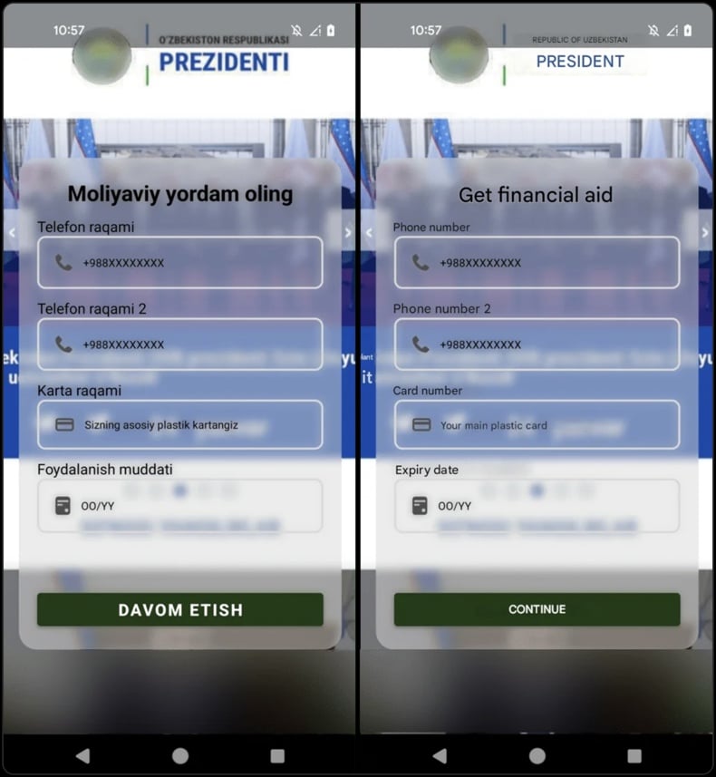 Qwizzserial malware variant displayed phishing screen