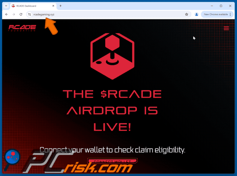 Appearance of the fake $RCADE Airdrop website (GIF)
