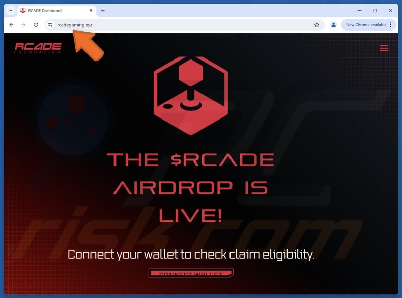 Fake $RCADE Airdrop website