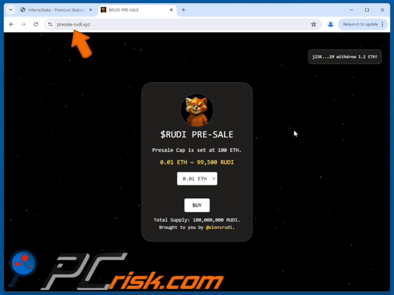 Appearance of $RUDI Pre-sale scam