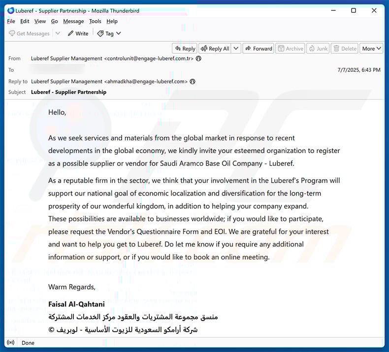 Saudi Aramco Email Scam (2025-07-09)