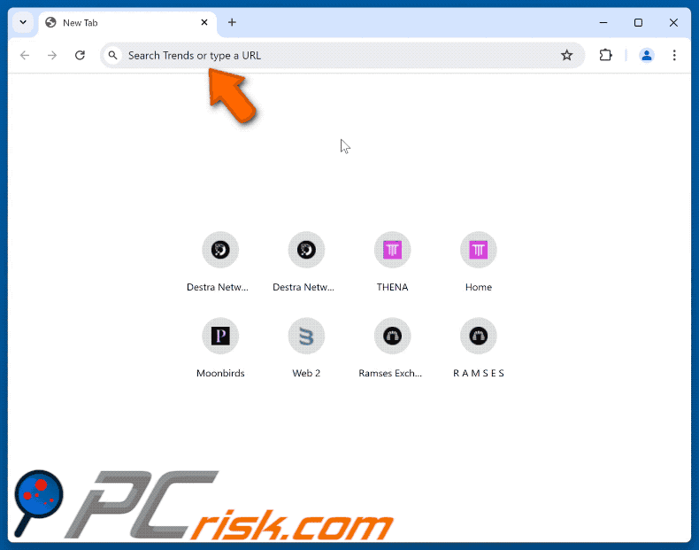Search Trends browser hijacker redirecting to Bing (GIF)