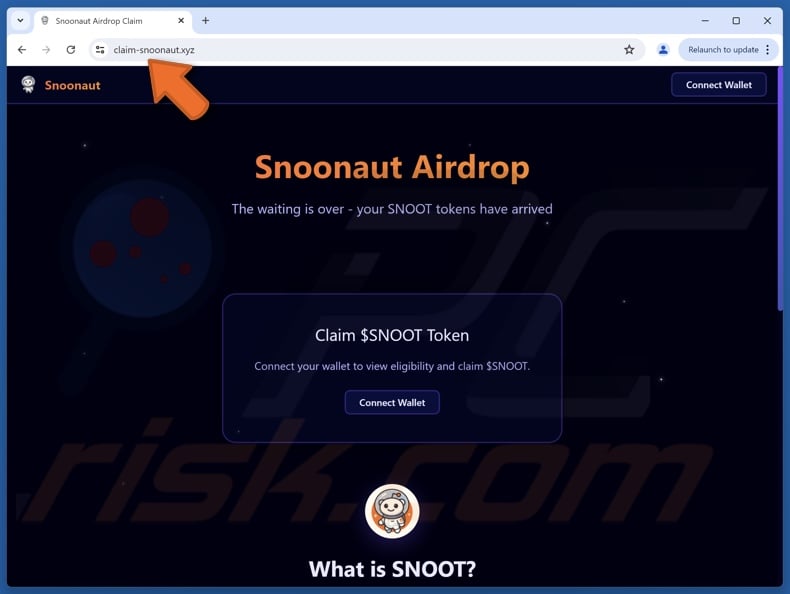 Fake Snoonaut ($SNOOT) Airdrop website