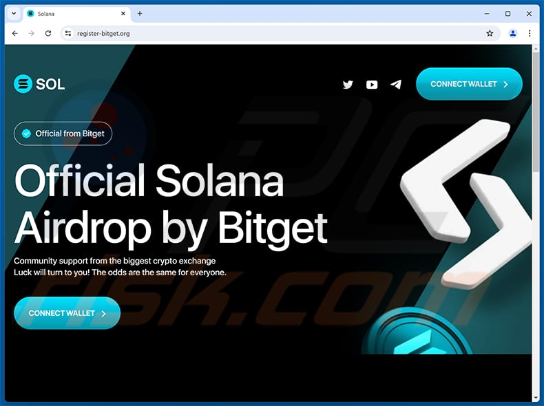 Solana airdrop scam website (register-bitget[.]org)