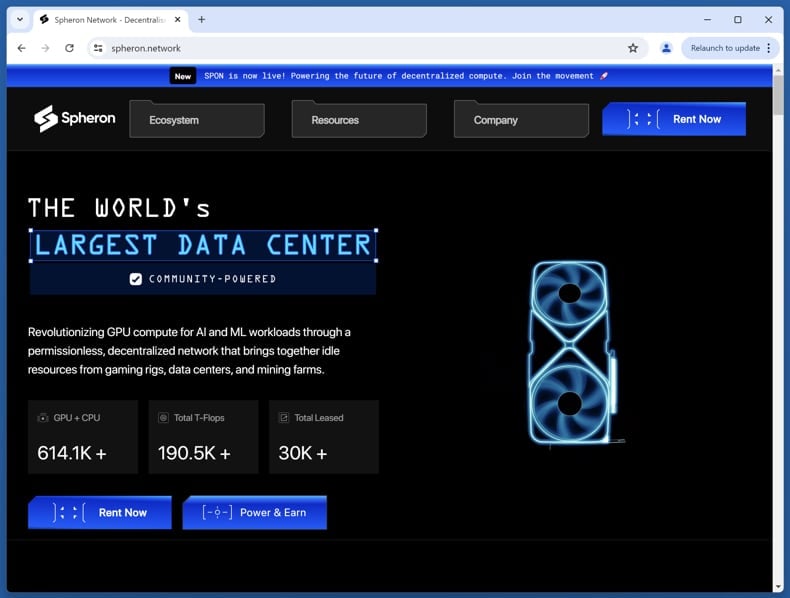 Spheron (SPON) Reward Scam real website (spheron.network)