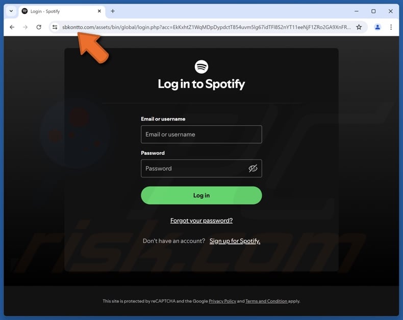 Spotify Can't Process Your Payment scam email promoted phishing site