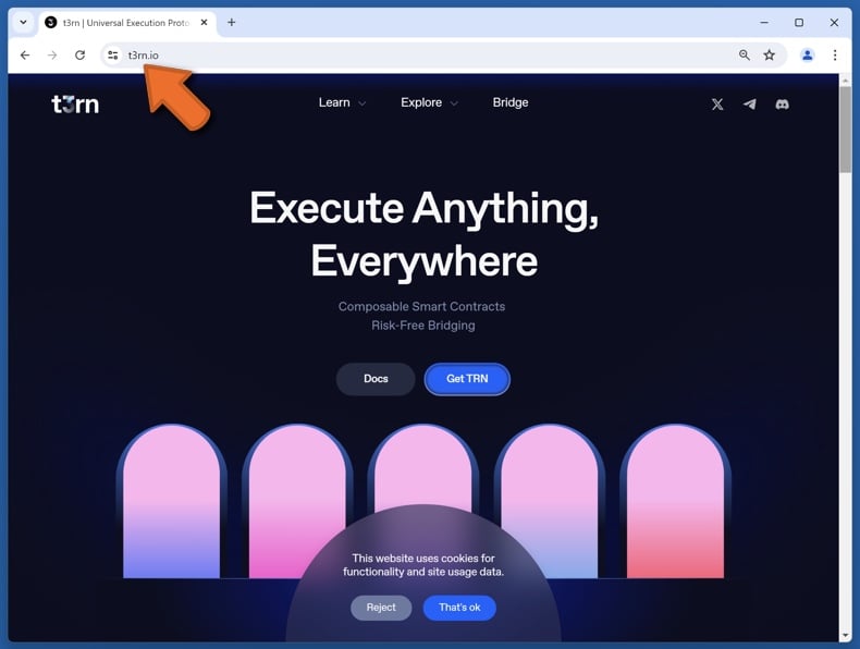 Appearance of the real t3rn website (t3rn.io)