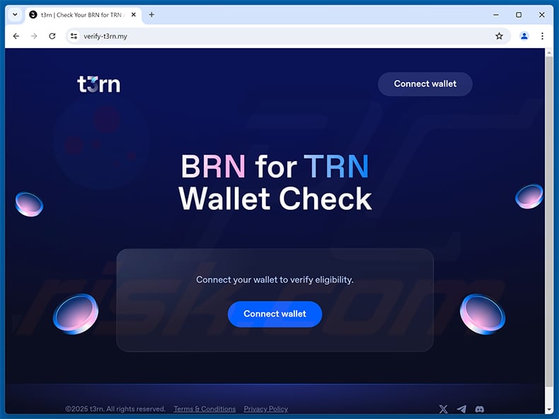 T3rn ($TRN) Airdrop scam website (verify-t3rn[.]my)