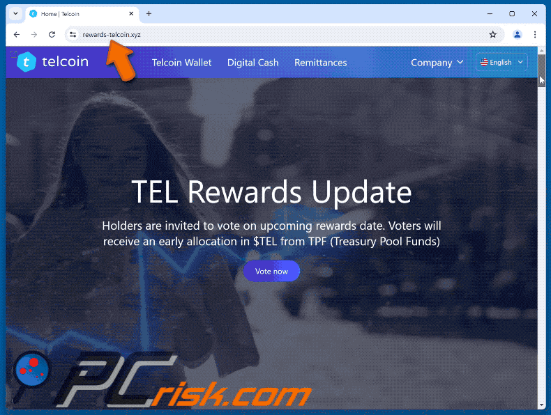 Appearance of Telcoin ($TEL) Rewards scam