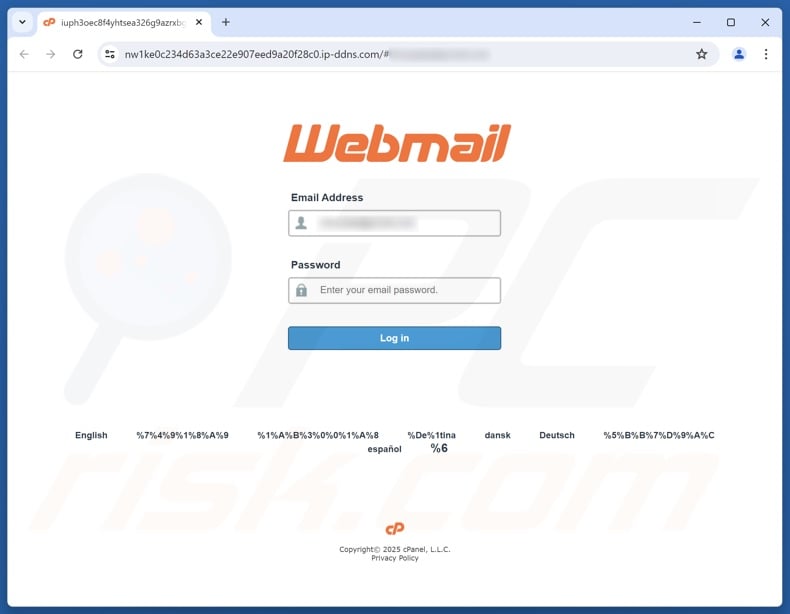 Tour Organization scam email promoted phishing site