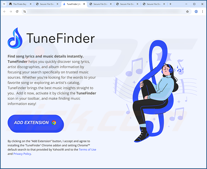 Website promoting TuneFinder adware (sample 2)