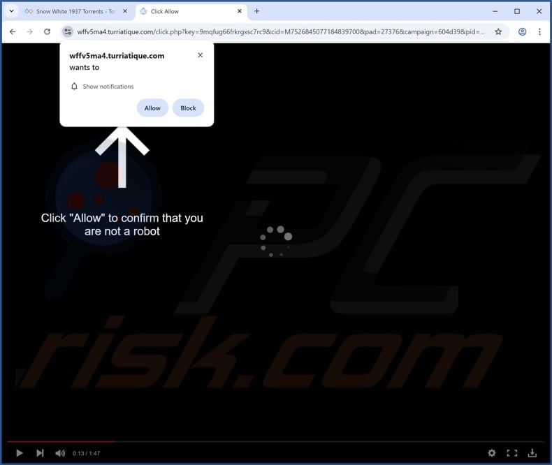 turriatique[.]com pop-up redirects