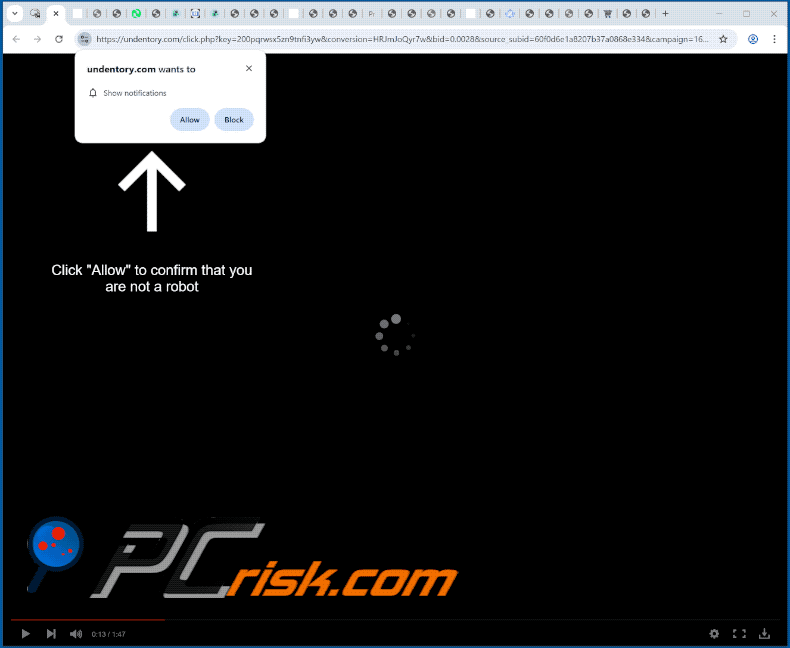 undentory[.]com website appearance (GIF)